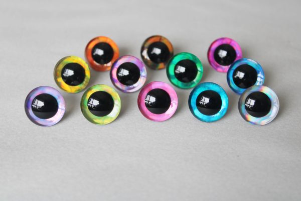 D12-mixed color disc  9mm-35mm  3D Centre toy eyes with hard washer for diy craft plush doll findings--color option