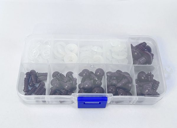 52pcs/box brown color  mixed size 6mm-14mm round toy eyes with hand press washer for diy plush doll findings Handmade amigurumi doll -masckaszem eyes - Image 4