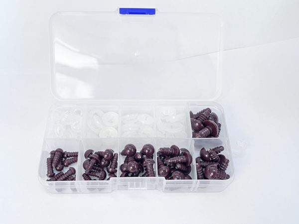52pcs/box brown color  mixed size 6mm-14mm round toy eyes with hand press washer for diy plush doll findings Handmade amigurumi doll -masckaszem eyes - Image 5