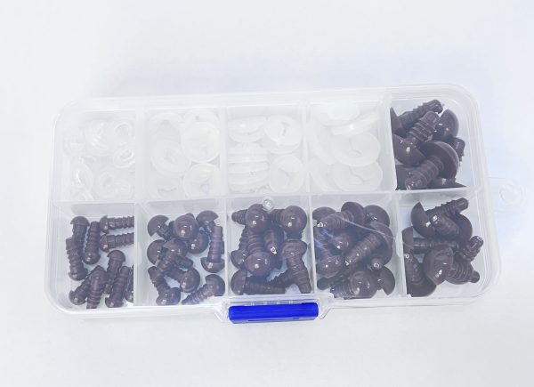 52pcs/box brown color  mixed size 6mm-14mm round toy eyes with hand press washer for diy plush doll findings Handmade amigurumi doll -masckaszem eyes - Image 6