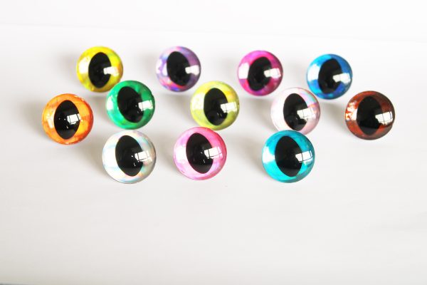 D12-Mixed color disc 3D cat eyes black pupil  toy eyes with sinker washer 10mm-30mm option  for craft doll - Image 3
