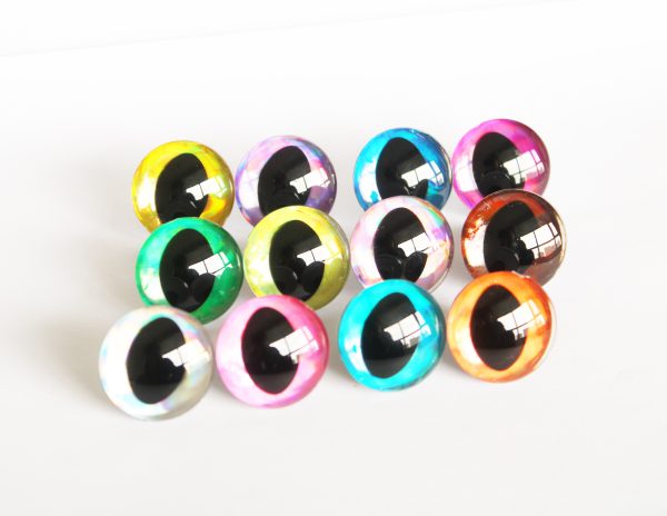 D12-Mixed color disc 3D cat eyes black pupil  toy eyes with sinker washer 10mm-30mm option  for craft doll - Image 4