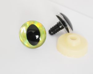 D12-yellow green color disc 3D cat eyes black pupil  toy eyes with sinker washer 10mm-30mm option  for craft doll