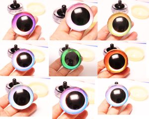Hc10-mixed color 50mm 3D offcentre toy eyes with disc with sinker hard washer for diy craft doll findings