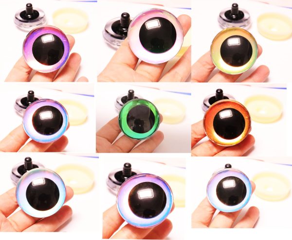 Hc10-mixed color 50mm 3D offcentre toy eyes with disc with sinker hard washer for diy craft doll findings