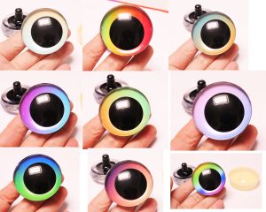 C10-mixed color 50mm 3D offcentre toy eyes with disc with sinker hard washer for diy craft doll findings