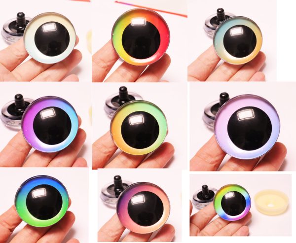 C10-mixed color 50mm 3D offcentre toy eyes with disc with sinker hard washer for diy craft doll findings